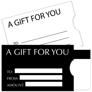gift card sleeve black white